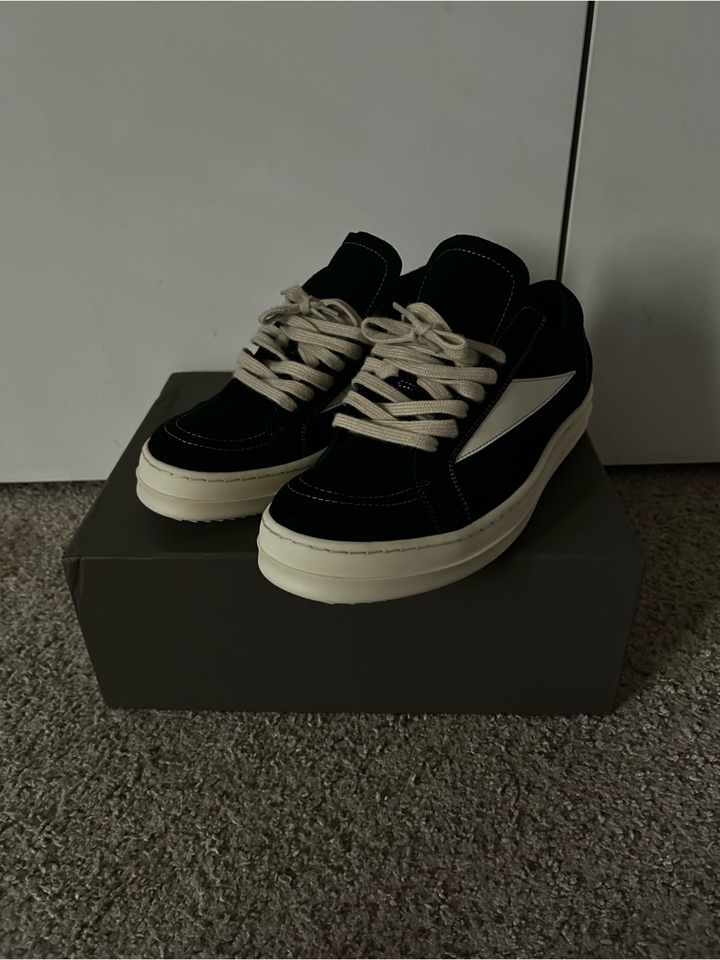Rick Owens Black Sneakers With Cream Accents